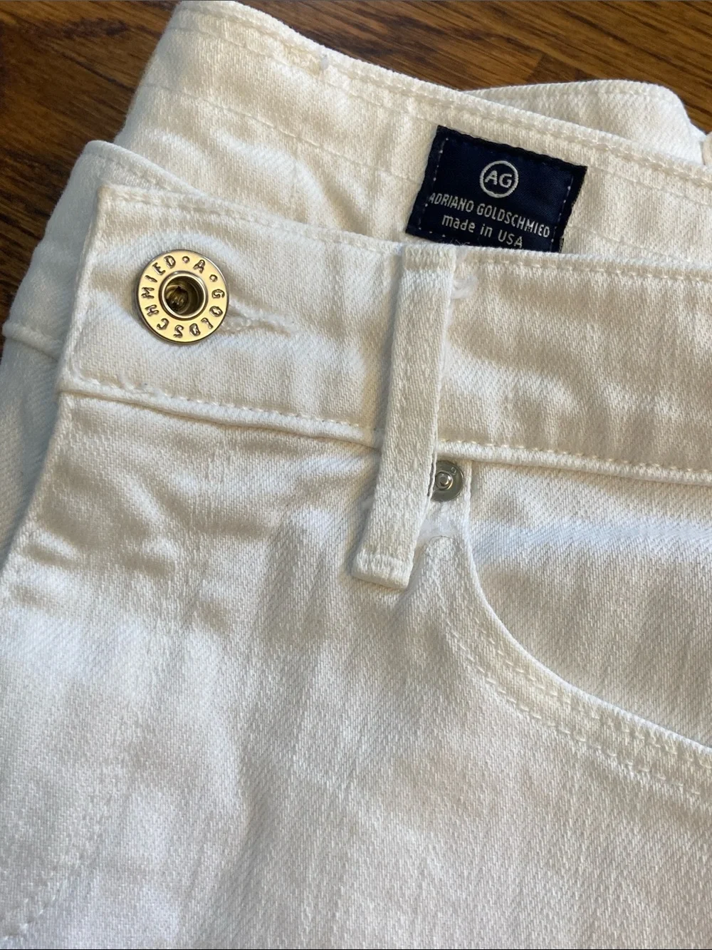 AG Adriano Goldschmied Women's White Denim‎ Cutoff Jean Shorts - Size 25, Summer